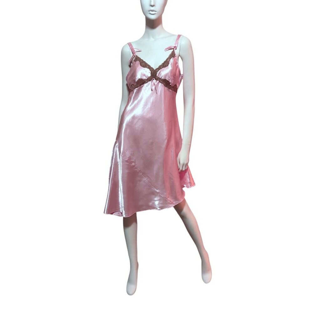 Y2K Robert Louis Slip Dress M Asymmetric Babydoll Sundress Romantic Prom Wedding - Picture 1 of 7